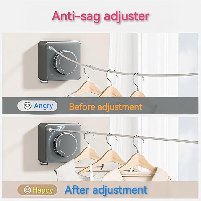 Retractable Clothesline, Wall Mounted, Stainless Steel, 17 Ft Indoor Outdoor (White)