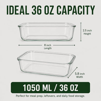 5 Pack 36oz Borosilicate Glass Food Storage Containers Set - Image 6