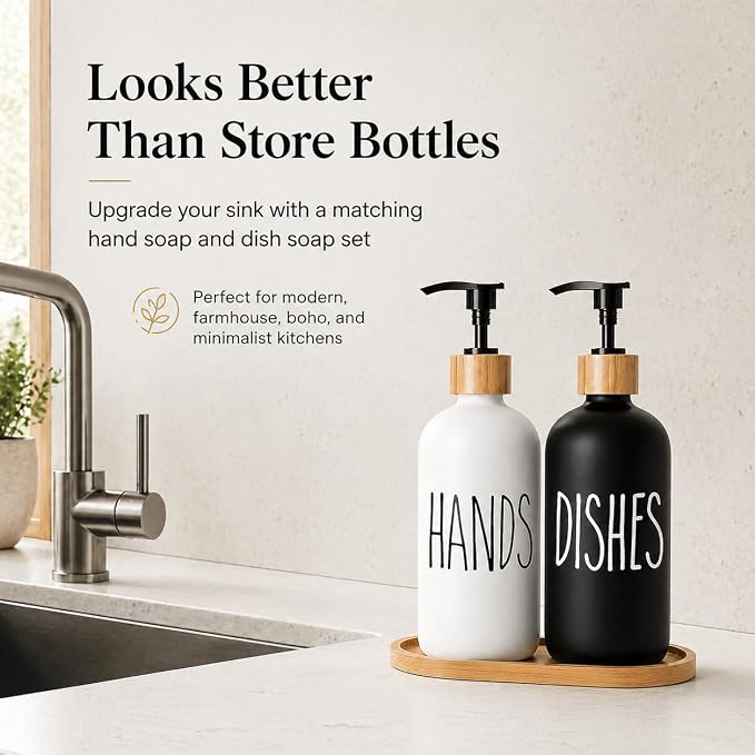 Dish Soap Dispenser for Kitchen Sink.Glass Hand Soap Dispenser, Modern - Image 5