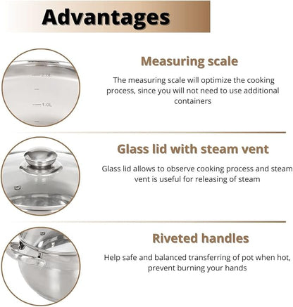 Daniks Classic 3 Quart Stainless Steel Stock Pot - Image 4