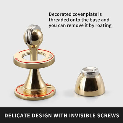 YAGU 2 Pack Magnetic Door Stoppers Holder, Zinc Alloy Bright Gold Door Stops - Image 7