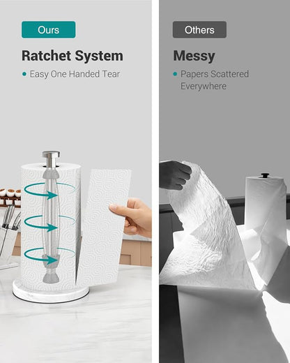 Marble Paper Towel Holder Countertop, Stainless Steel, One-Handed Tear - Image 3