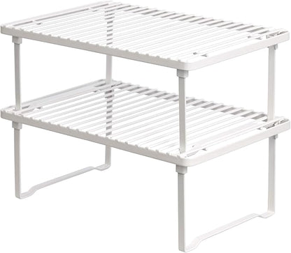 Amazon Basics Space-Saving Stackable Metal Kitchen Cabinet Organizer Shelves by AmazonBasics