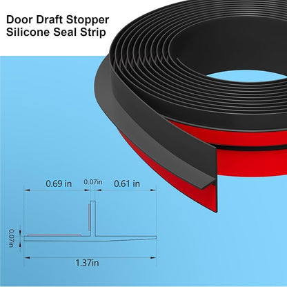 T-Shaped Door Draft Stopper, 1.37 in x 40 Ft Silicone Seal Strip - Image 3