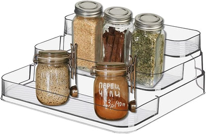 Acrylic Spice Rack, No Assembly Clear 3 Tier Condiment Bottle Shelf Vanity - Image 2