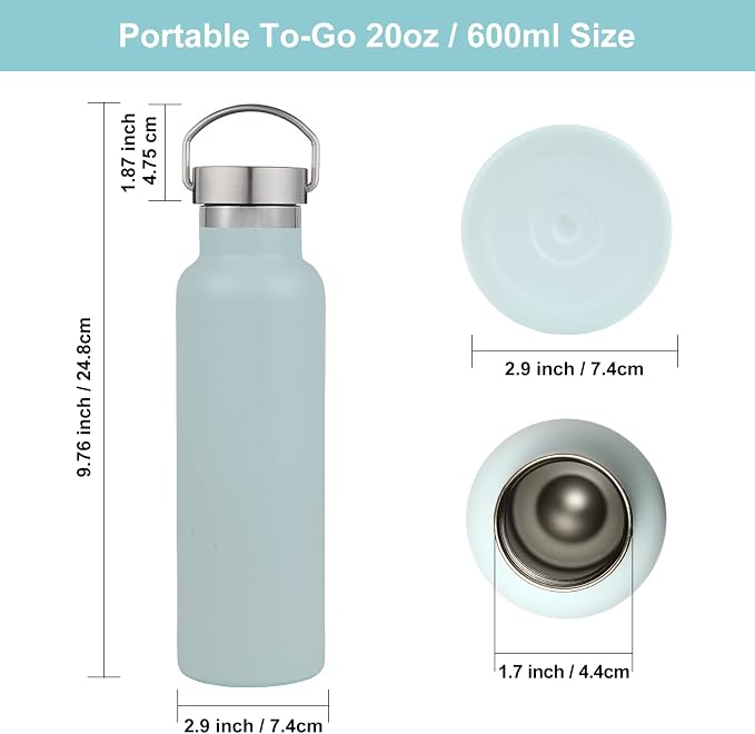 Neihepal 20 oz Insulated Water Bottles Bulk 4 Pack, Stainless Steel Double Wall - Image 5