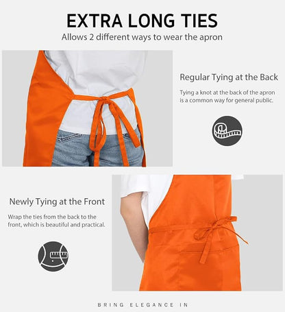 Syntus 12 Pack Bib Apron, Unisex Aprons Adjustable Waterdrop Resistant - Image 6