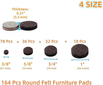 Felt Furniture Pads for Hardwood Floors 164 Piece, Furnigear Anti Scratches - Image 2