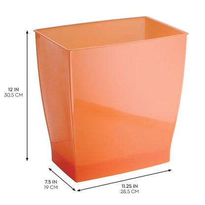iDesign Small Rectangular Bathroom Trash Set of 2-Tango Orange, Made in USA - Image 3