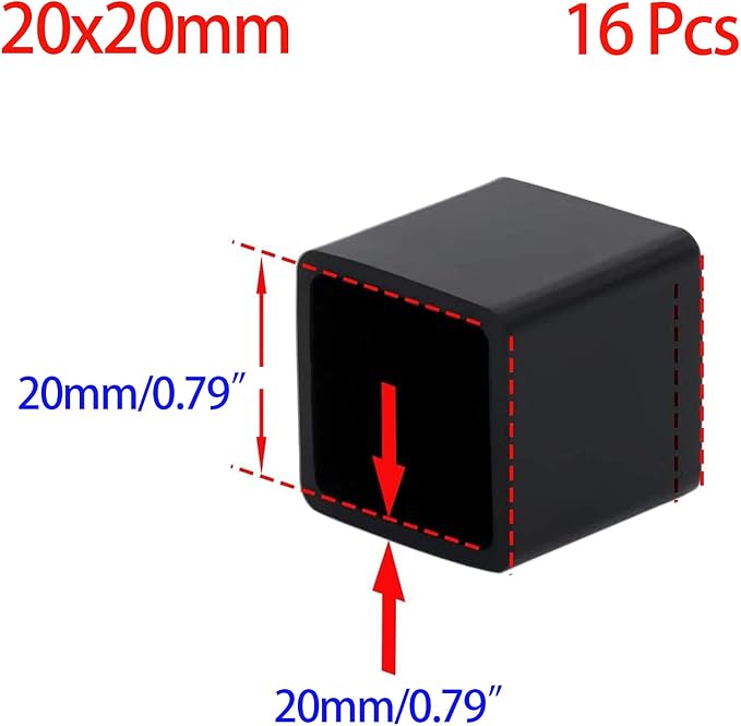 Still Awake 16 Pcs Black Square Anti-Slip Rubber Leg Tips Chair Leg Caps - Image 2