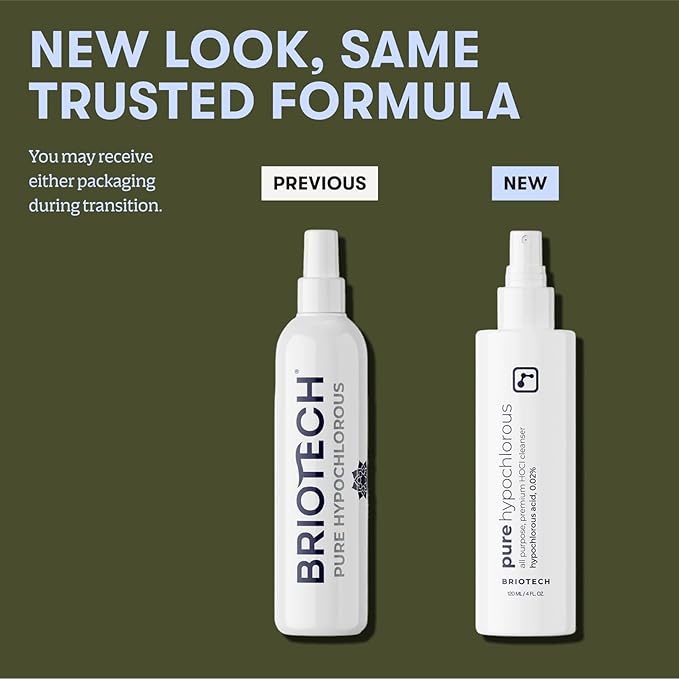 BRIOTECH Pure Hypochlorous Acid Spray and Cleanser, Original Premium HOCl Topical Solution, Multi-Purpose Cleaner, Family Approved & Pet Friendly, 4 fl oz