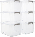 Citylife 6 Packs 58.1 QT Plastic Storage Bins with Lids Large Stackable Storage Containers for Organizing Clear Storage Box for Garage, Closet, Kitchen