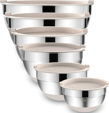 Umite Chef Mixing Bowls with Airtight Lids, 6 piece Stainless Steel Metal by UmiteChef
