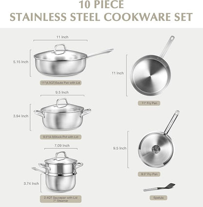 KOCH SYSTEME CS Stainless Steel Cookware Set 10 Piece, 18/10 Stainless Steel - Image 5