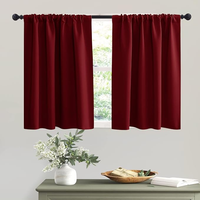 RYB HOME Blackout Curtains for Half Window Kitchen, Thermal Insulated Curtain by RYBHOME