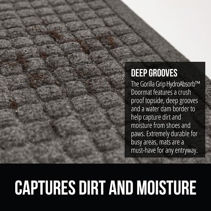GORILLA GRIP Front Door Mat, Indoor Outdoor Ultra Absorbent HydroAbsorb Doormat - Image 4