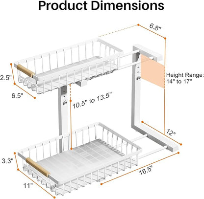 REALINN Under Sink Organizer, Height Adjustable 2 Tier Pull Out Cabinet Storage - Image 3