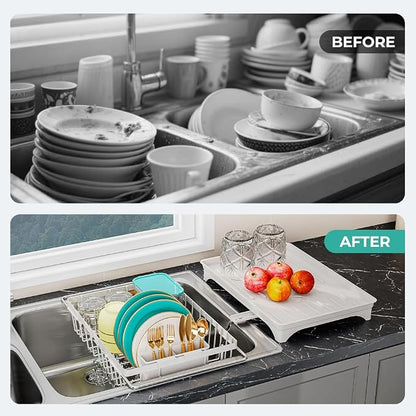 Small Dish Drying Rack in Sink, Expandable Stainless Steel Dish Drainers - Image 6