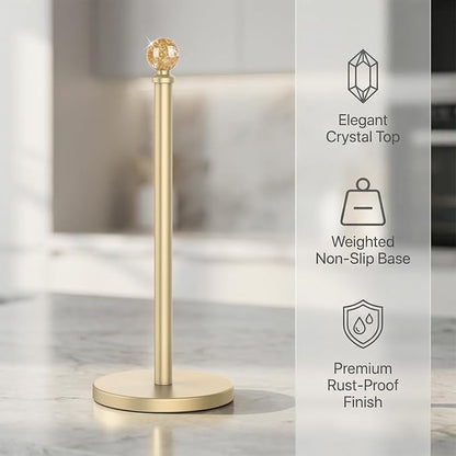 Gold Paper Towel Holder Countertop, Unique Gold Ball Decor, Brass Paper Towel - Image 3