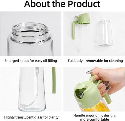 Aovdy Oil Sprayer for Cooking 16oz, 2 in 1 Olive Oil Dispenser and Oil Sprayer - Image 3