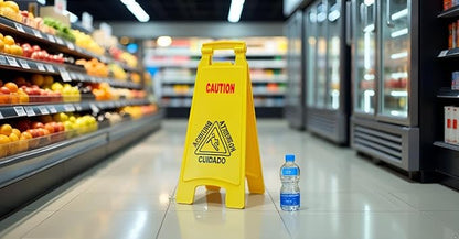 Wet Floor Sign, Slippery When Wet A-Frame Caution Sign, Bright Yellow 4 PACK - Image 5