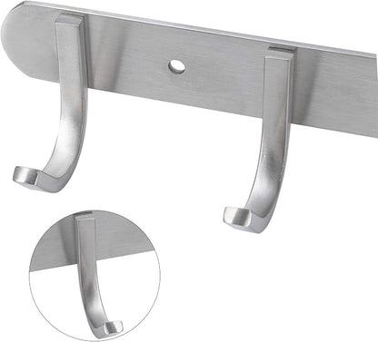 Towel Hook Rack Brushed Nickel 17-Inch Coat Hook Rail Wall Mounted - Image 5
