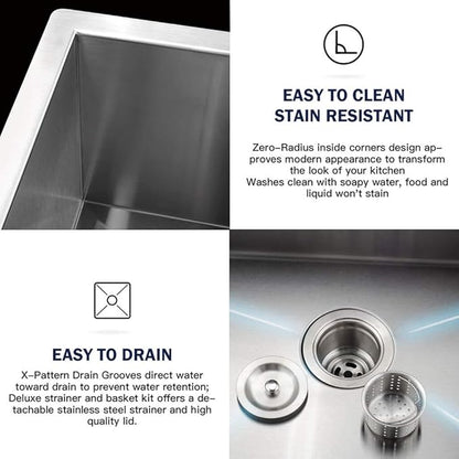 TORVA 32-Inch Undermount Kitchen Sink, Premium 304 Stainless Steel Bar Sink - 10 Inches Deep Basin Single Bowl Sink