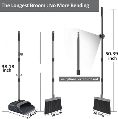 kelamayi Broom and Dustpan Set for Home, Indoor&Outdoor Sweeping, Stand Up - Image 2