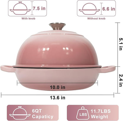 AHJ 6QT Dutch Oven For Bread Baking, Enameled Cast Iron Dutch Oven Pot - Image 2
