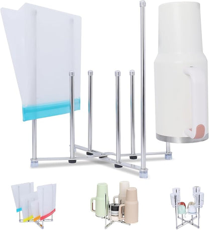 Plastic Bag Drying Holder, Bottle Drying Rack, Collapsible Cup Draining Rack by Goging