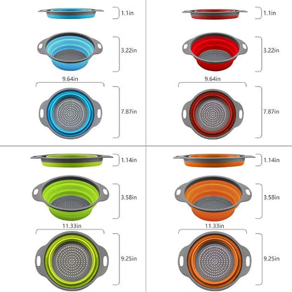 QiMH Collapsible Colander and Strainer Set of 4, Food-grade Sturdy Plastic Base - Image 2