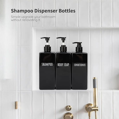 Segbeauty Plastic Square Soap Dispenser Black, 500ml Empty Reusable Pump Bottle - Image 2