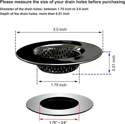 1.75" Bathtub Drain Strainers, Shower Drain Hair Catchers, Stainless Steel - Image 2