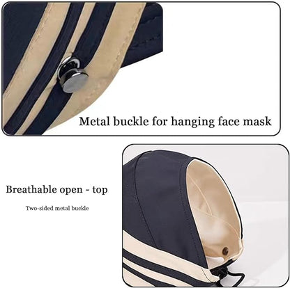 Sun Hats for Womens Wide Brim UV Protection Fishing Hats Packable Reversible Hollow Top Hat with Ponytail Beach Travel Hats