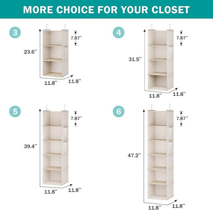 YOUDENOVA Hanging Closet Organizer, 3-Shelf Closet Hanging Storage Shelves - Image 5