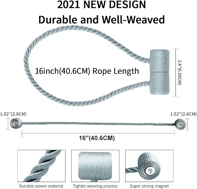 18 Inch Strong Magnetic Curtain Tiebacks, Curtain Holdbacks Modern Upgrade - Image 3
