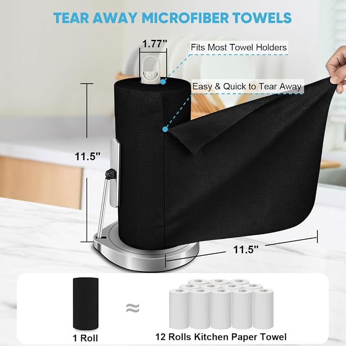 AIDEA Microfiber Cleaning Cloth Roll, Reusable Paper Towels Tear Away Cloth - Image 2