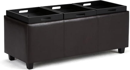 SIMPLIHOME Avalon 42 inch Wide Contemporary Rectangle Storage Ottoman in - Image 7