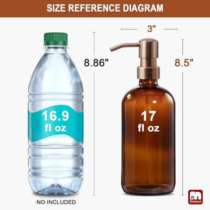 GMISUN Amber Glass Soap Dispenser, 2 Pack Bathroom Hand Soap Dispensers - Image 2
