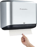 Trifold Hand Towel Dispenser for Bathroom - C Fold Paper Towel Dispenser Wall Mount with No-Hole Adhesive Installation, Compact 200 Sheets Large Capacity for Home, Apartment & RV