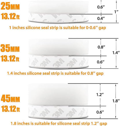 39.37 Ft Door Weather Stripping Door Seal Strip Tape, Silicone Door Draft - Image 2