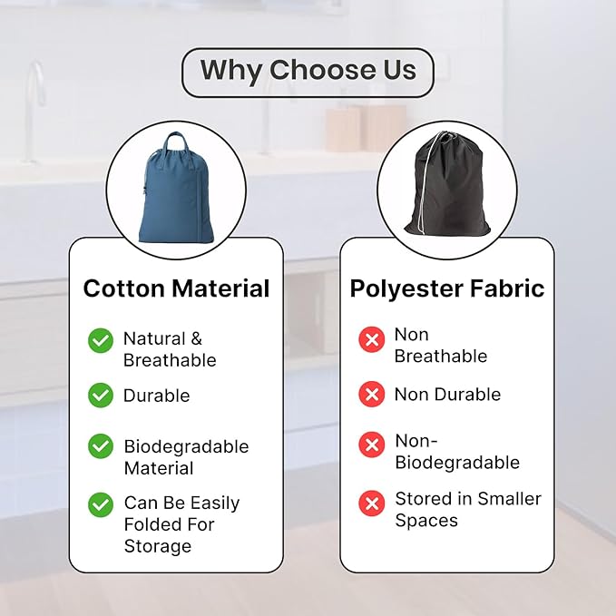 LFH Home Cotton Canvas Large Laundry Bag with Handle, Heavy Duty Drawstring Closure Washable Laundry Bags, School Travel, Home, Hotel, College Dorm, Organizer Sack, Toys Clothes 28x40-Sky Blue