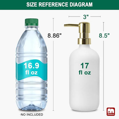 GMISUN White Soap Dispenser, 2 Pack Glass Hand Soap Dispensers Bathroom - Image 2