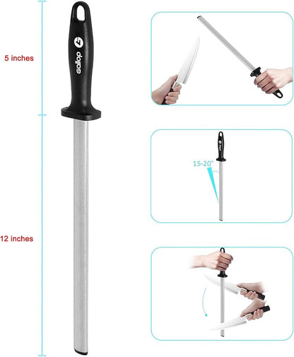 Diamond Honing Steel -12 In Knife Sharpener Rod, - Image 3