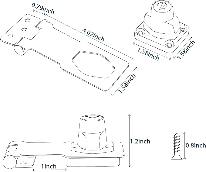 Alise Keyed Hasp Lock, 4 Inch Safety Packlock Clasp Hasp Lock Latch - Image 4