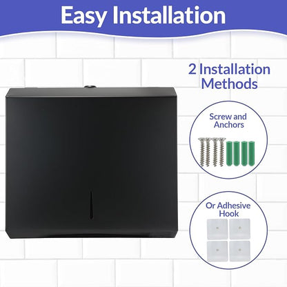 Paper Towel Dispenser Wall Mount, Matte Black Stainless Steel Commercial Paper - Image 3