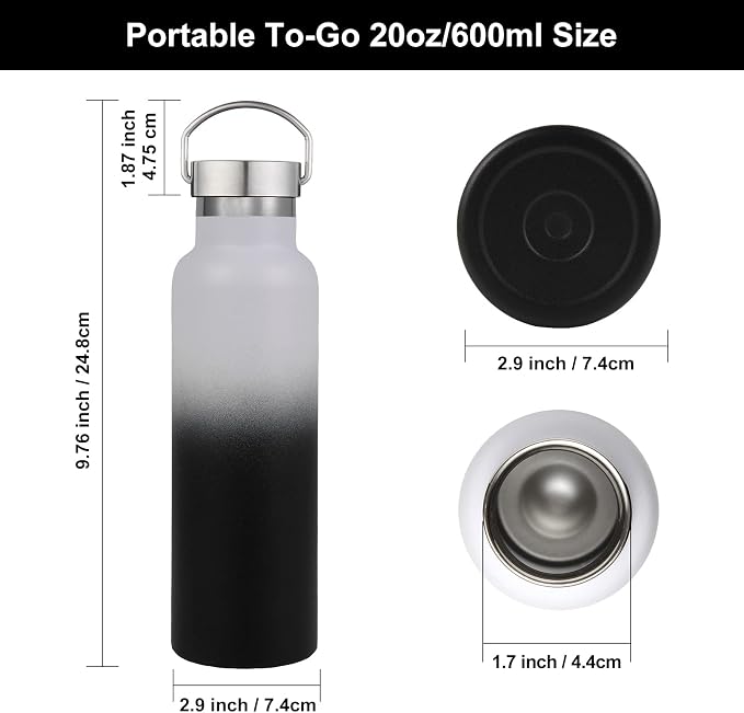 Neihepal Gradient Stainless Steel Water Bottles, 20 Ounce Vacuum Insulated - Image 5