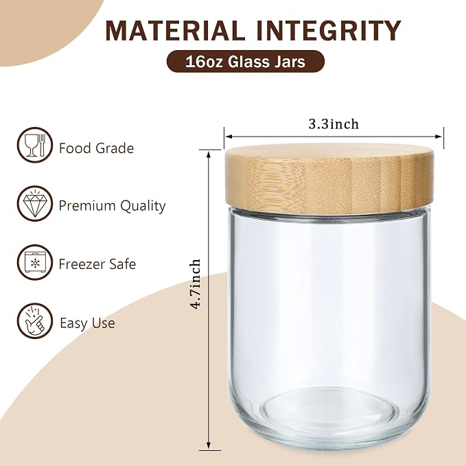 OcePor 4 Pack 16oz Glass Jars - Image 2