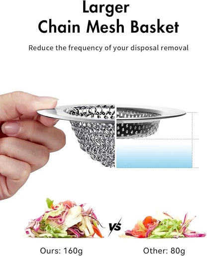 Sink Drain Strainer: Anti-Slip Flexible Chainlink, 304 Stainless Steel. - Image 5