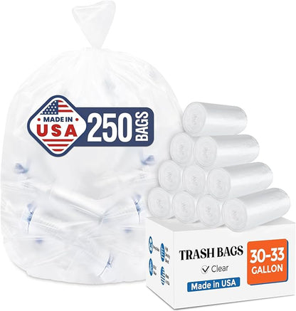 DELXO 30-33 Gallon Trash Bags, Thick Durable and Puncture-Resistant Plastic Bags by Delxo